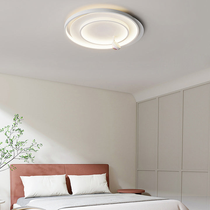 Matériel créatif contemporain Aluminium Acrylique Ovale Spot rotatif Coucher de soleil LED Plafonnier encastré pour chambre 