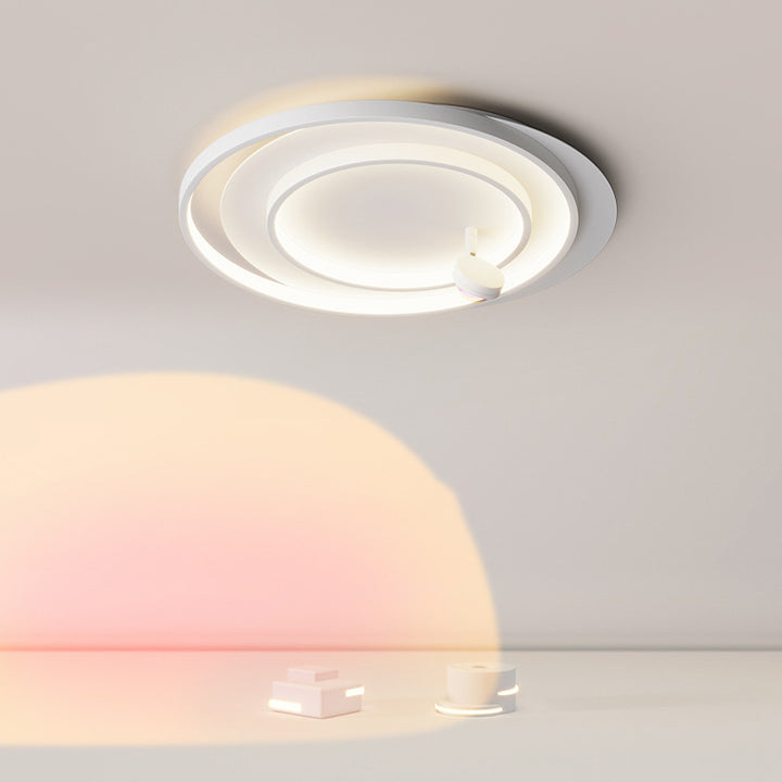 Matériel créatif contemporain Aluminium Acrylique Ovale Spot rotatif Coucher de soleil LED Plafonnier encastré pour chambre 