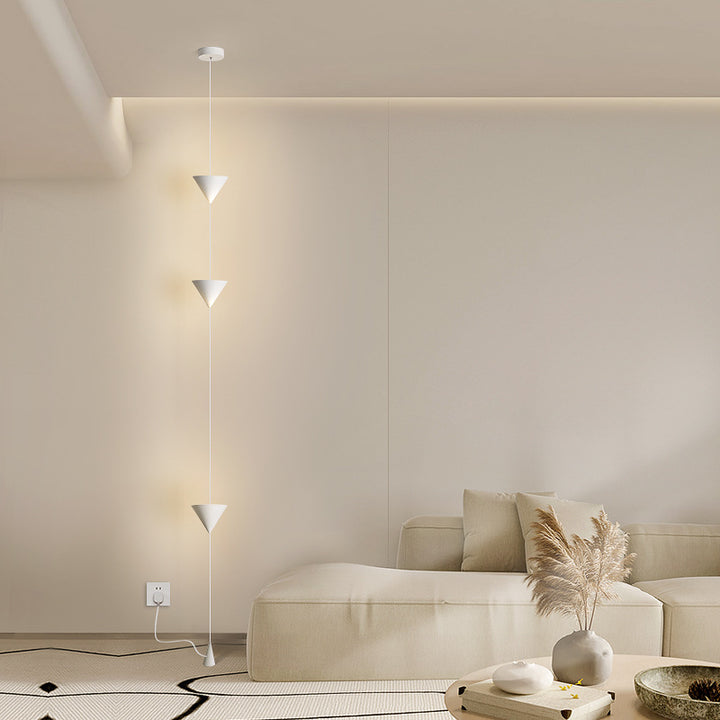 Moderne minimalistische Aluminium-Acryl-Eisen-Vertikalkegel-Sanduhr-LED-Pendelleuchte für das Wohnzimmer 