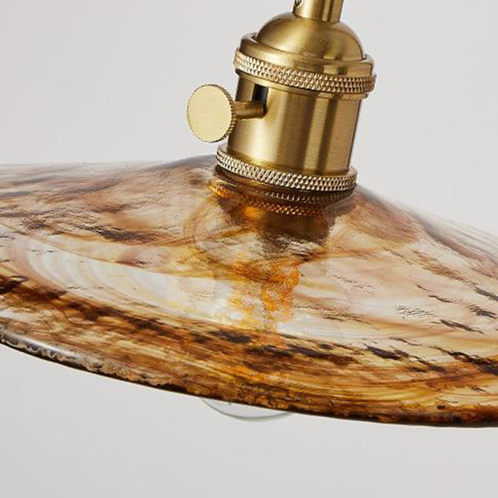 Traditionelle japanische Walnuss-Holz-Glas-Keramik-Gekrümmte Kegel-Prisma-Zylinder 1-Licht-Wandleuchte für das Schlafzimmer 