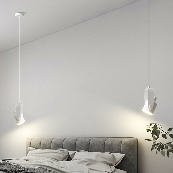 Zeitgenössisches nordisches Eisen gebogenes verstellbares Schwenkstrahler 1-Licht Pendelleuchte für das Schlafzimmer 
