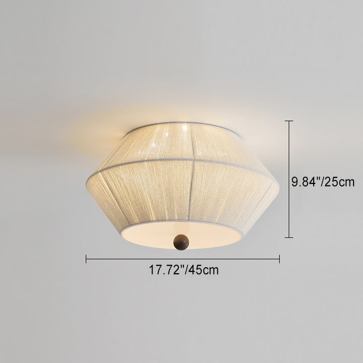 Plafonnier à trois lumières en forme de soucoupe volante en corde de chanvre en bois traditionnel français pour chambre 