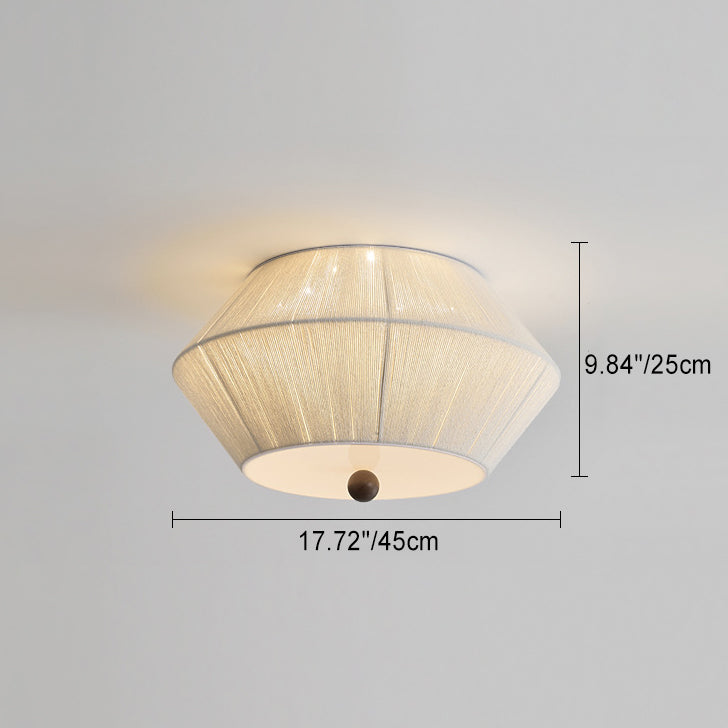 Traditionelle französische Holz-Hanfseil-Fliegende Untertasse 3-Licht Deckenleuchte für das Schlafzimmer 