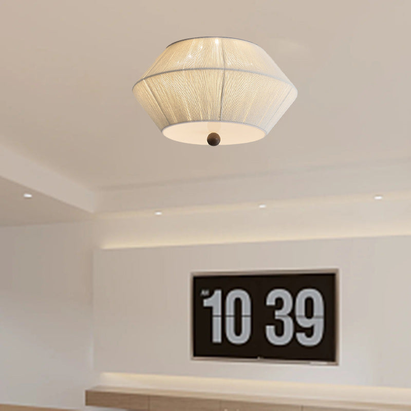 Plafonnier à trois lumières en forme de soucoupe volante en corde de chanvre en bois traditionnel français pour chambre 