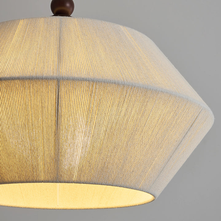 Suspension Luminaire à 3 Lumières en Corde de Chanvre en Bois Traditionnel Français pour Salon 