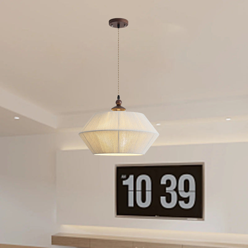 Suspension Luminaire à 3 Lumières en Corde de Chanvre en Bois Traditionnel Français pour Salon 