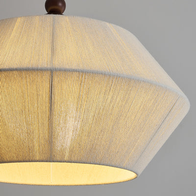 Traditionelle französische Holz-Hanfseil-Fliegende Untertasse 3-Licht-Pendelleuchte für Wohnzimmer 
