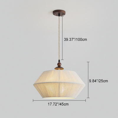 Traditionelle französische Holz-Hanfseil-Fliegende Untertasse 3-Licht-Pendelleuchte für Wohnzimmer 