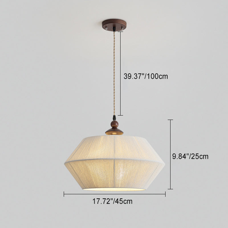 Traditionelle französische Holz-Hanfseil-Fliegende Untertasse 3-Licht-Pendelleuchte für Wohnzimmer 