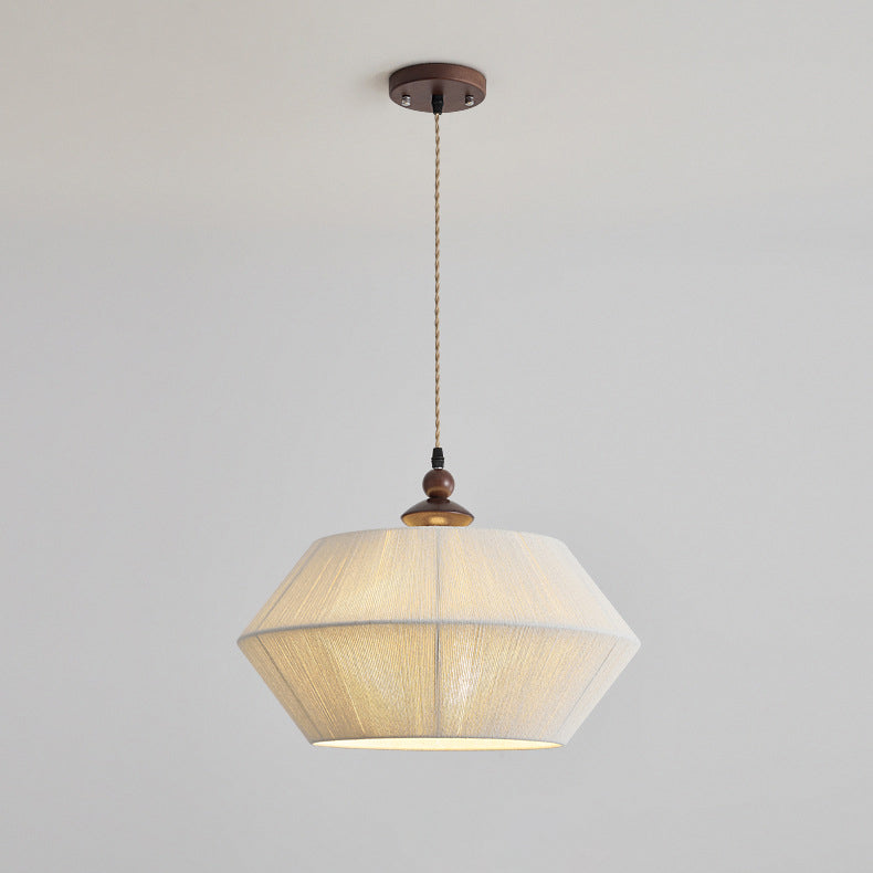 Traditionelle französische Holz-Hanfseil-Fliegende Untertasse 3-Licht-Pendelleuchte für Wohnzimmer 