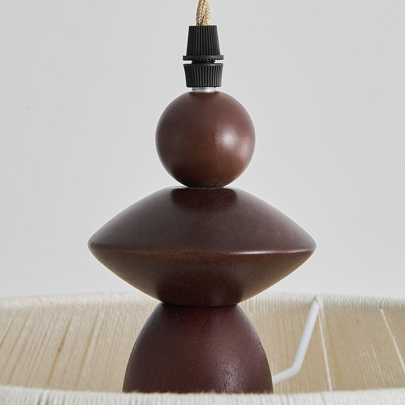 Suspension Luminaire à 3 Lumières en Corde de Chanvre en Bois Traditionnel Français pour Salon 
