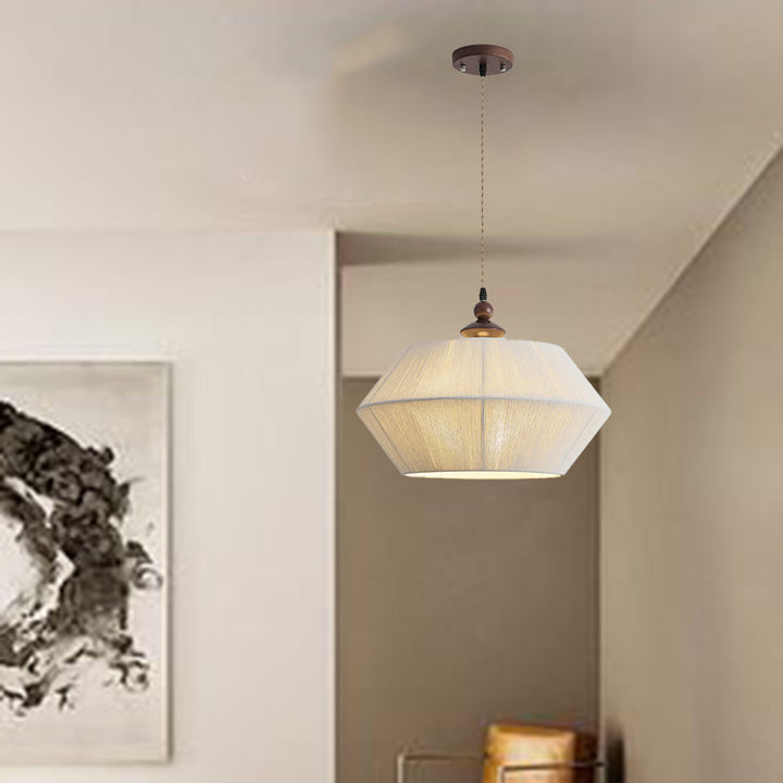 Lámpara colgante de 3 luces con cuerda de cáñamo de madera francesa tradicional para sala de estar 