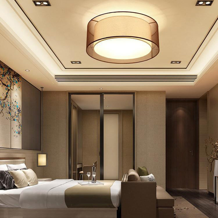 Plafonnier à montage encastré en fer avec motif de fleurs rondes carrées chinoises traditionnelles, tissu 3/5 lumières pour chambre à coucher 