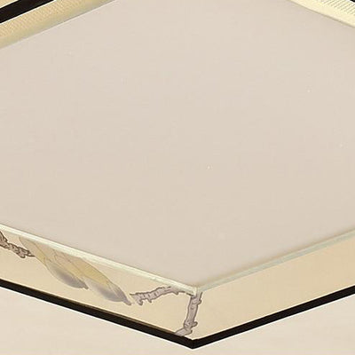 Plafonnier à montage encastré en fer avec motif de fleurs rondes carrées chinoises traditionnelles, tissu 3/5 lumières pour chambre à coucher 
