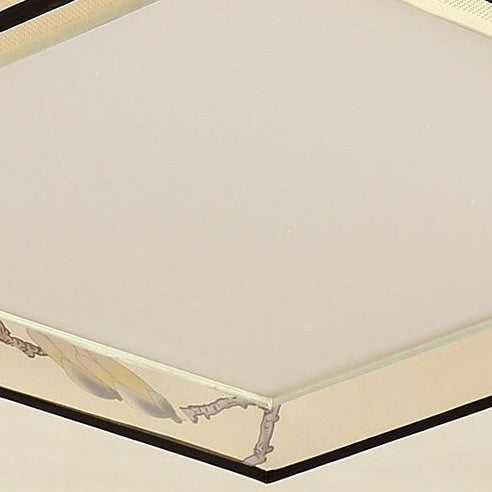 Plafonnier à montage encastré en fer avec motif de fleurs rondes carrées chinoises traditionnelles, tissu 3/5 lumières pour chambre à coucher 