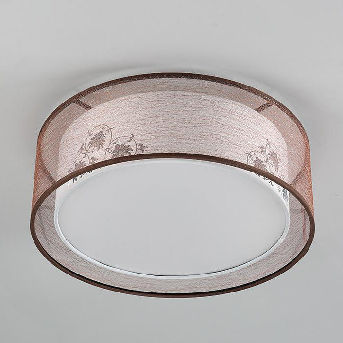 Plafonnier à montage encastré en fer avec motif de fleurs rondes carrées chinoises traditionnelles, tissu 3/5 lumières pour chambre à coucher 
