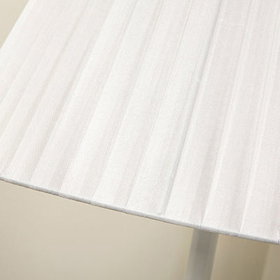 Modern Minimalist Drum Pleated Shape Iron Fabric 1-Light Standing Floor Lamp For Bedroom