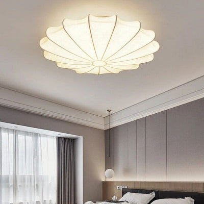 Forma de campana japonesa tradicional de metal y seda 1/3-Luz Semi-empotrada Montaje de techo para sala de estar 