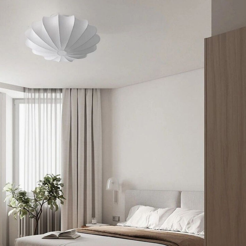 Forma de campana japonesa tradicional de metal y seda 1/3-Luz Semi-empotrada Montaje de techo para sala de estar 