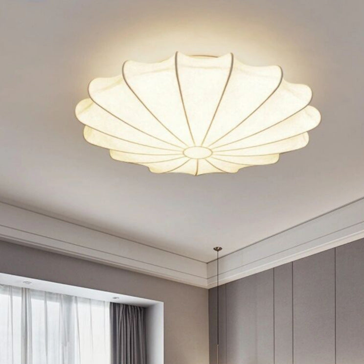 Forma de campana japonesa tradicional de metal y seda 1/3-Luz Semi-empotrada Montaje de techo para sala de estar 