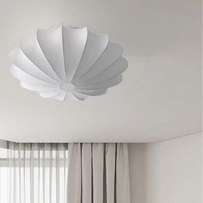 Forma de campana japonesa tradicional de metal y seda 1/3-Luz Semi-empotrada Montaje de techo para sala de estar 