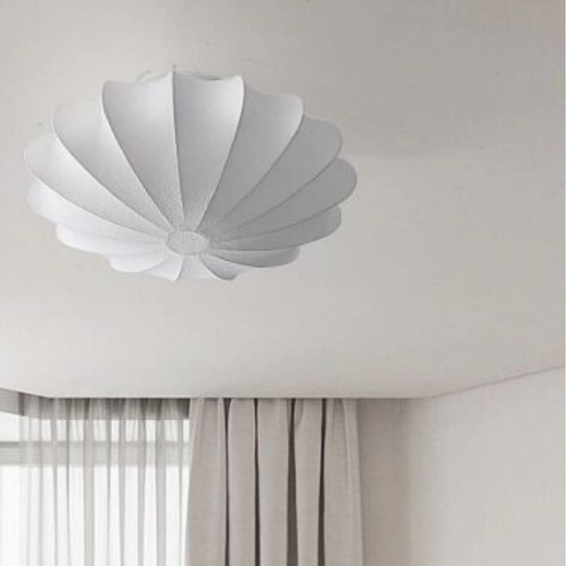 Forma de campana japonesa tradicional de metal y seda 1/3-Luz Semi-empotrada Montaje de techo para sala de estar 
