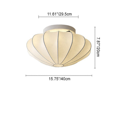 Forma de campana japonesa tradicional de metal y seda 1/3-Luz Semi-empotrada Montaje de techo para sala de estar 
