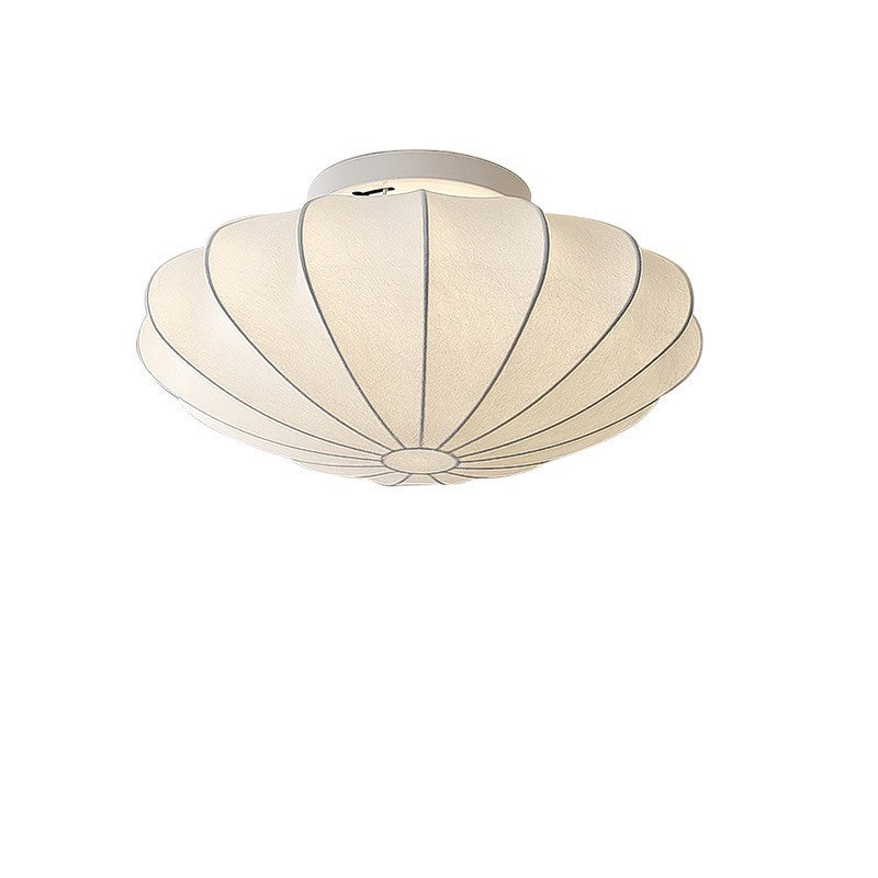 Forma de campana japonesa tradicional de metal y seda 1/3-Luz Semi-empotrada Montaje de techo para sala de estar 