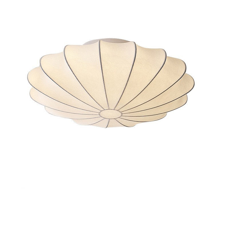 Forma de campana japonesa tradicional de metal y seda 1/3-Luz Semi-empotrada Montaje de techo para sala de estar 