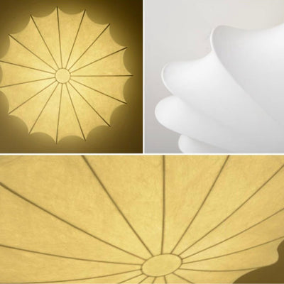 Forma de campana japonesa tradicional de metal y seda 1/3-Luz Semi-empotrada Montaje de techo para sala de estar 