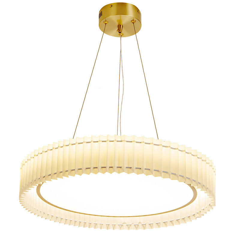 Lustres LED en fer moderne de luxe avec tissu rond plissé pour salon 