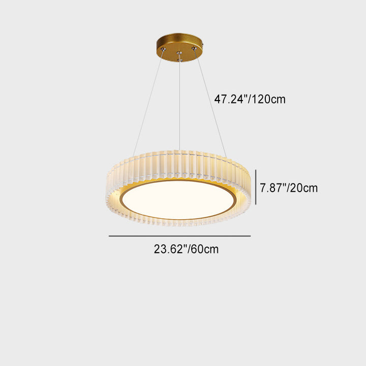 Lustres LED en fer moderne de luxe avec tissu rond plissé pour salon 