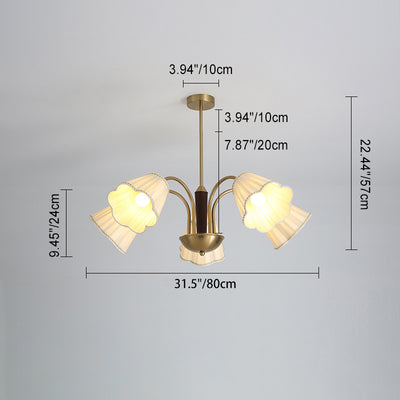 Traditioneller französischer Zweigblumenstoff Eisen Holz 5/6/8 -Licht Kronleuchter für Wohnzimmer 