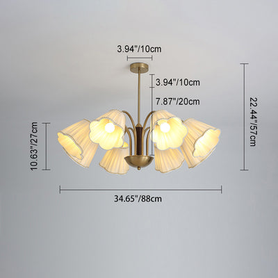 Traditioneller französischer Zweigblumenstoff Eisen Holz 5/6/8 -Licht Kronleuchter für Wohnzimmer 