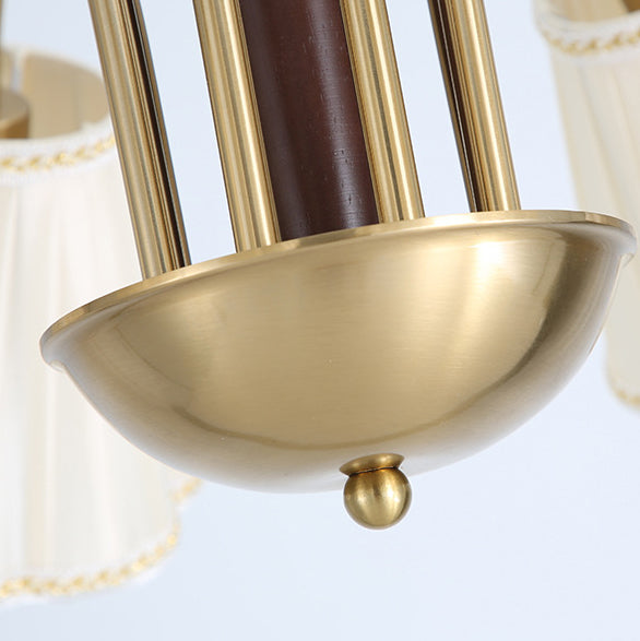 Traditioneller französischer Zweigblumenstoff Eisen Holz 5/6/8 -Licht Kronleuchter für Wohnzimmer 
