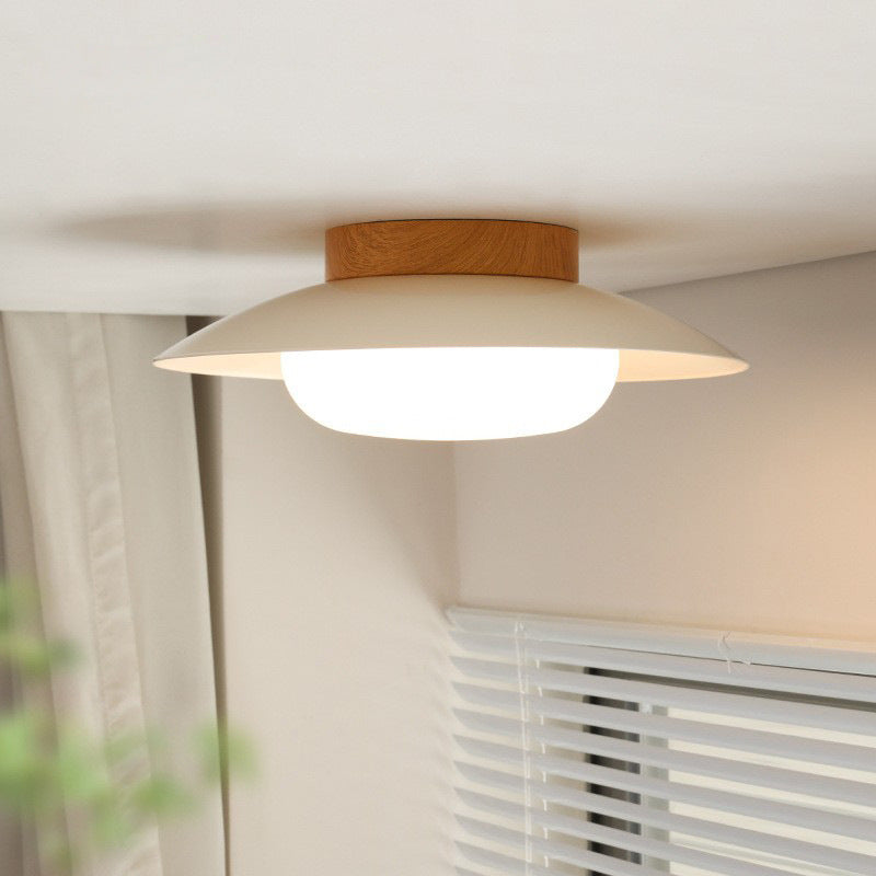 Luz de techo montada semi-empotrada LED acrílica de hierro redondo japonés tradicional para sala de estar 