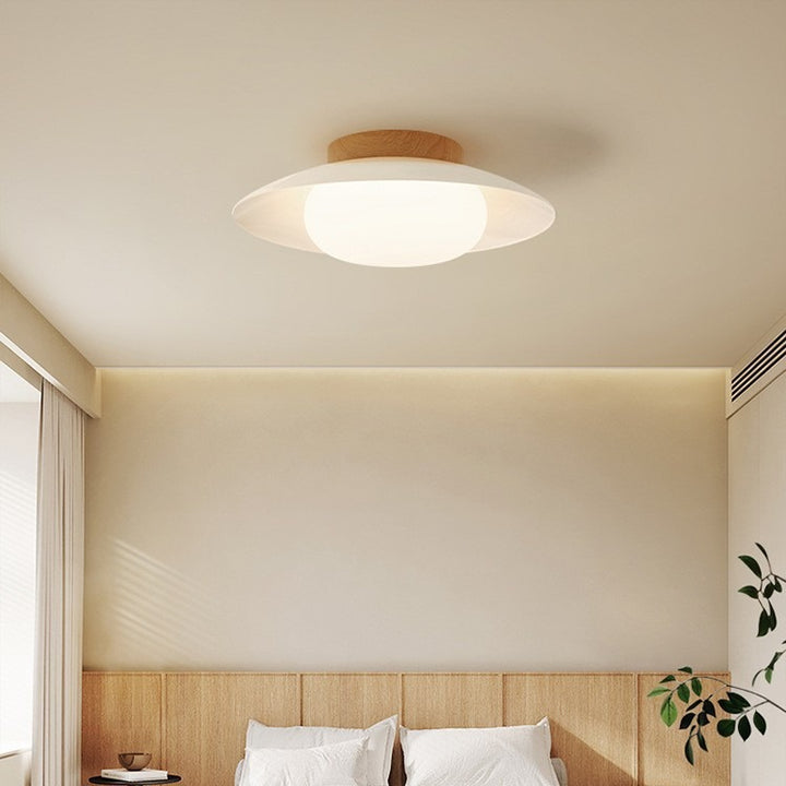 Lumière de plafond semi-encastrée LED acrylique ronde en fer japonais traditionnel pour salon 