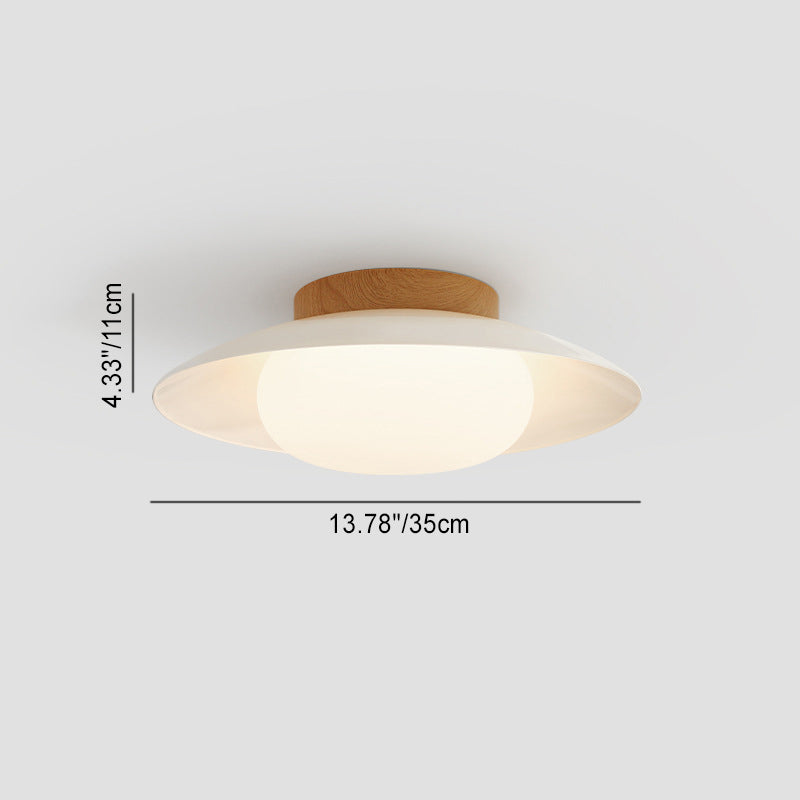 Luz de techo montada semi-empotrada LED acrílica de hierro redondo japonés tradicional para sala de estar 