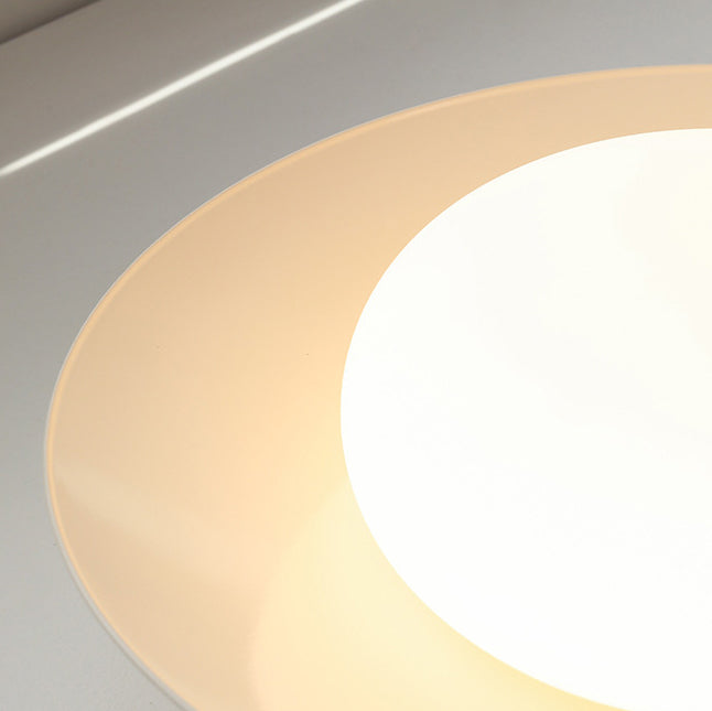 Luz de techo montada semi-empotrada LED acrílica de hierro redondo japonés tradicional para sala de estar 