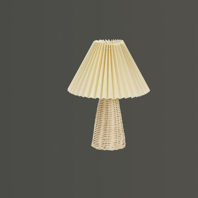 Lampe de table LED en rotin plissé bohème contemporain pour chambre 
