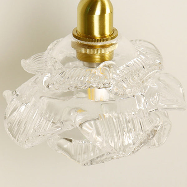 Contemporary Luxury Rose Glass Aluminum 1-Light Wall Sconce Lamp For Living Room