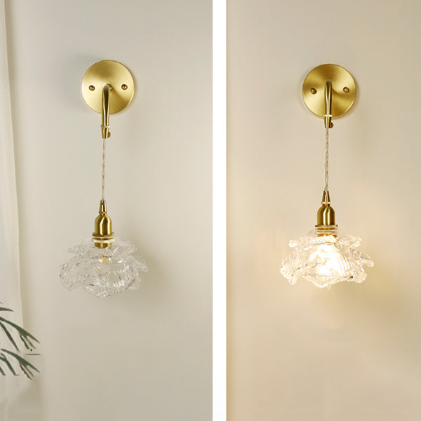 Contemporary Luxury Rose Glass Aluminum 1-Light Wall Sconce Lamp For Living Room