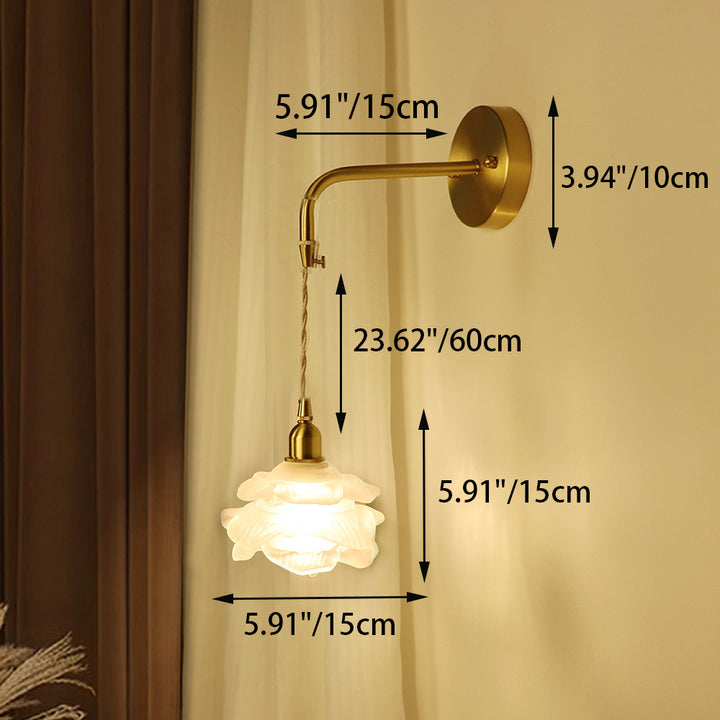 Contemporary Luxury Rose Glass Aluminum 1-Light Wall Sconce Lamp For Living Room