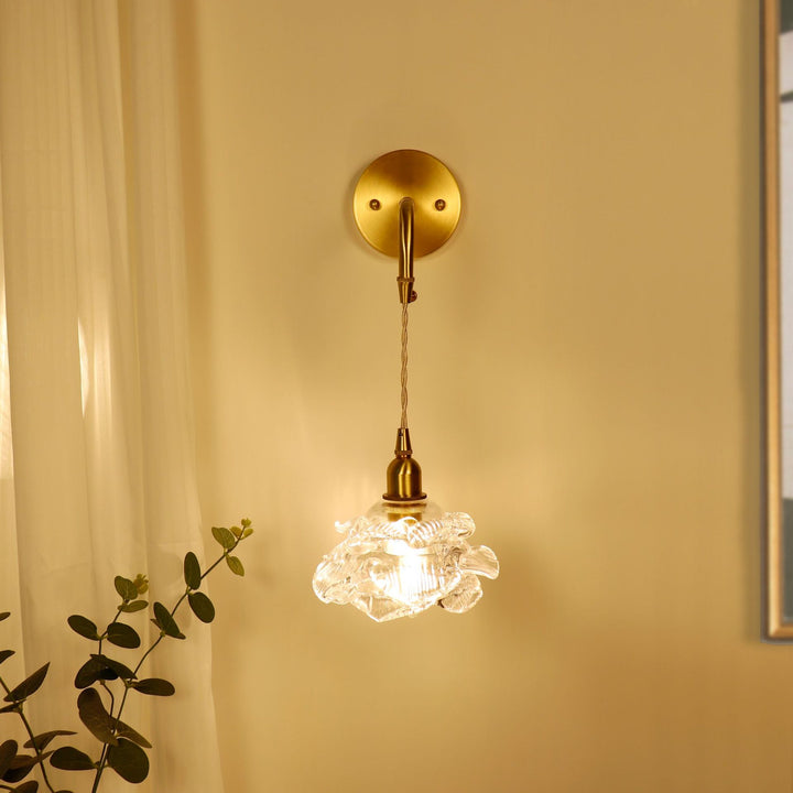 Contemporary Luxury Rose Glass Aluminum 1-Light Wall Sconce Lamp For Living Room