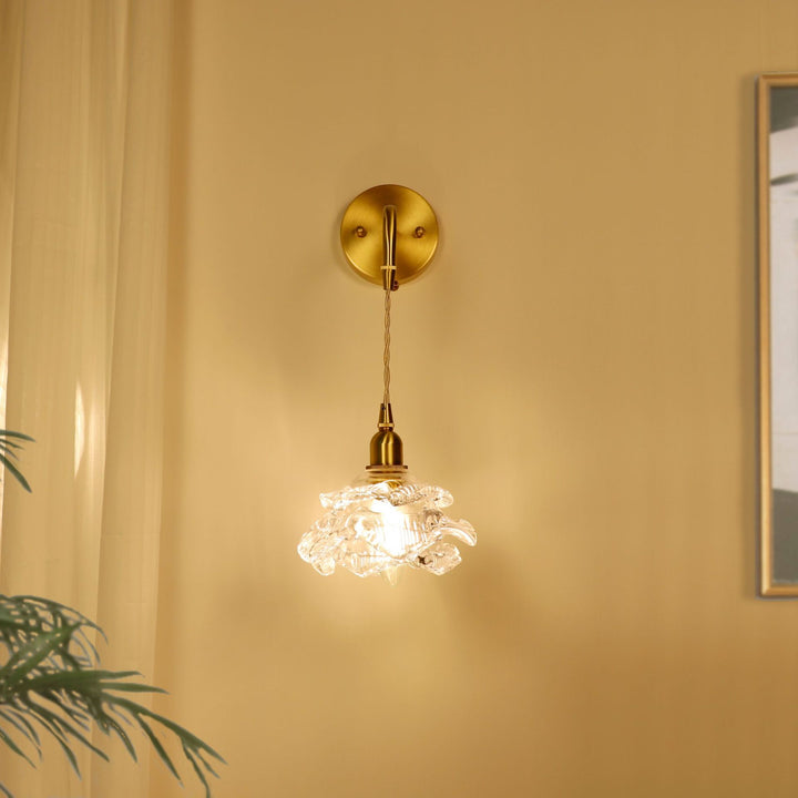 Contemporary Luxury Rose Glass Aluminum 1-Light Wall Sconce Lamp For Living Room