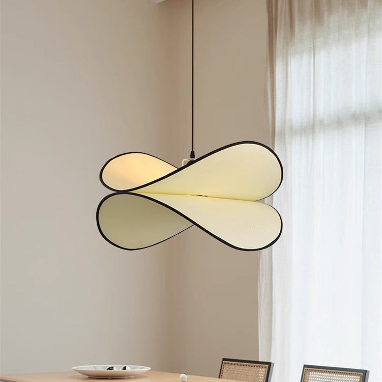 Traditional French Potato Chip Shape Iron Fabric 1-Light Pendant Light For Bedroom
