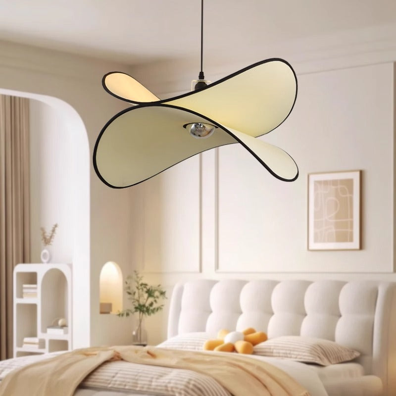 Traditionelle französische Kartoffelchip-Form Eisen Stoff 1-Licht Pendelleuchte für Schlafzimmer 