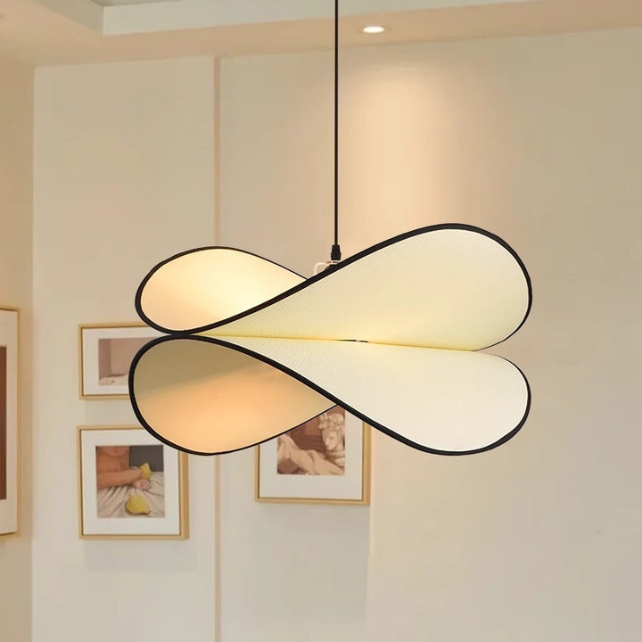Traditional French Potato Chip Shape Iron Fabric 1-Light Pendant Light For Bedroom