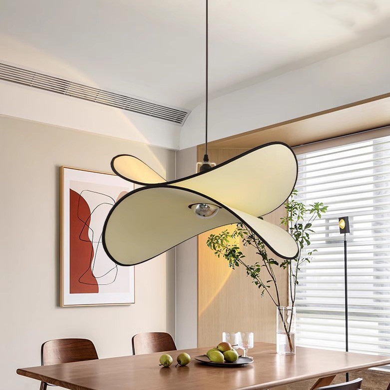 Traditionelle französische Kartoffelchip-Form Eisen Stoff 1-Licht Pendelleuchte für Schlafzimmer 