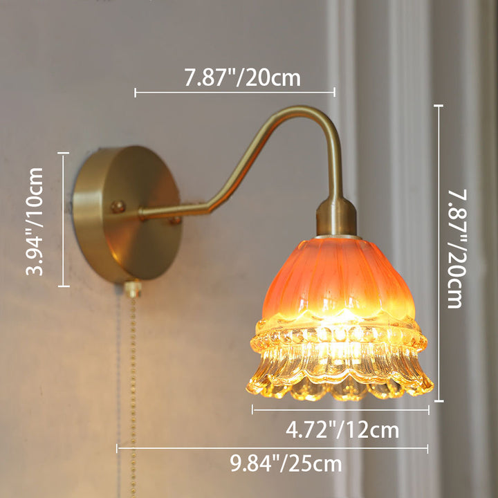 Applique Murale Contemporaine Créative en Laiton avec Fleurs en Forme de Rose, Méduse et Verre à 1 Lumière pour Chambre 